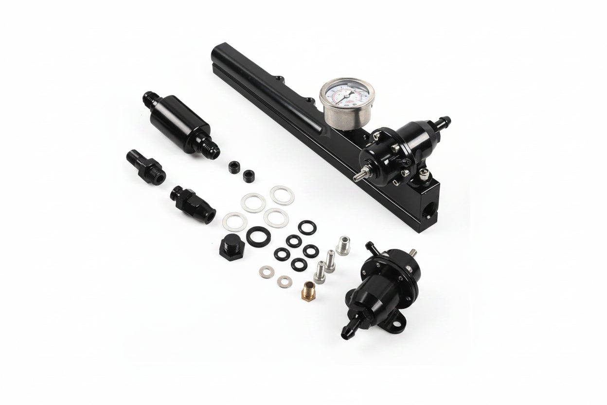 Complete High-Flow Fuel Rail Kit with Adjustable Fuel Pressure Regulator & Gauge | Honda B-Series (B16, B18, B20)