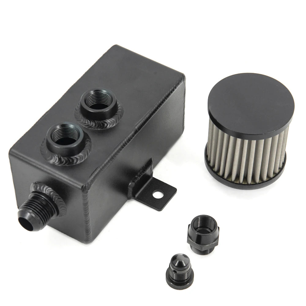 Universal Auto 1L Aluminum Oil Catch Can Tank Fuel Tank With Breather & Filter Drain
