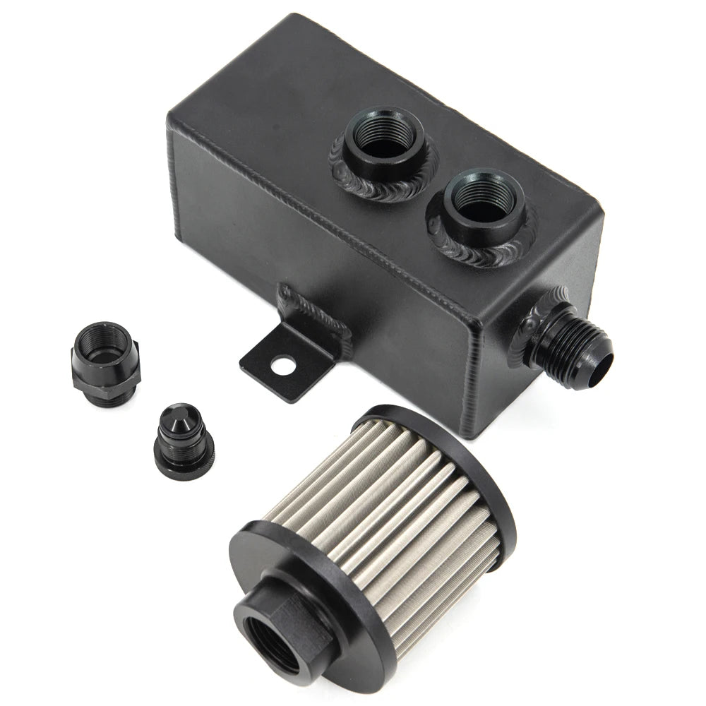 Universal Auto 1L Aluminum Oil Catch Can Tank Fuel Tank With Breather & Filter Drain