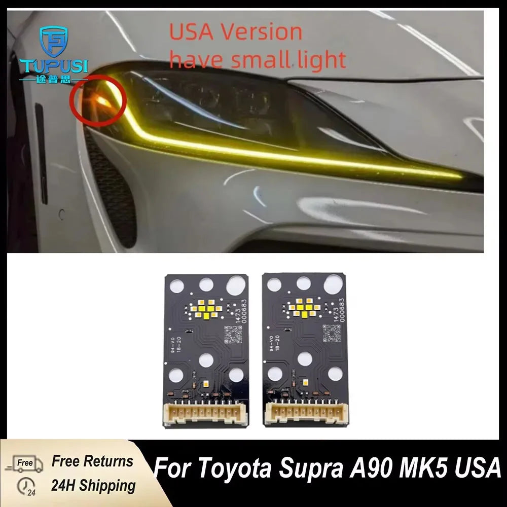 Yellow LED DRL Board For Toyota Supra A90 A91 2019-2024 LED Headlight DRL Modules Daytime Running Lights Chip Angel Eyes
