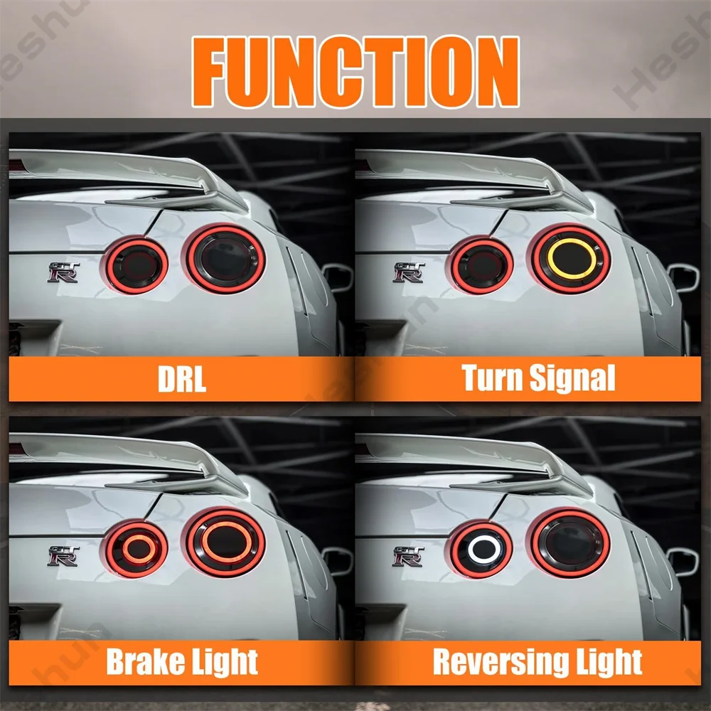 Pair LED Taillights For Nissan GTR GT-R R35 2009 2010- 2024 Taillamp Rear Sequential Fog Brake Turn Signal Lamp Reverse Light