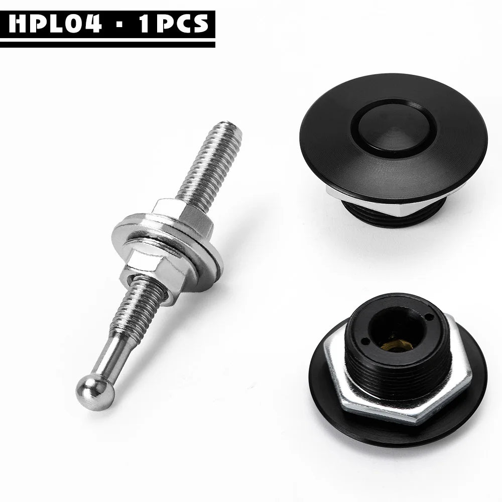 LZONE - 1.25" Universal JDM Style Push Button Billet Hood Pins Lock Clip Kit Car Quick Pins For BMW ec JR-HPL04/05