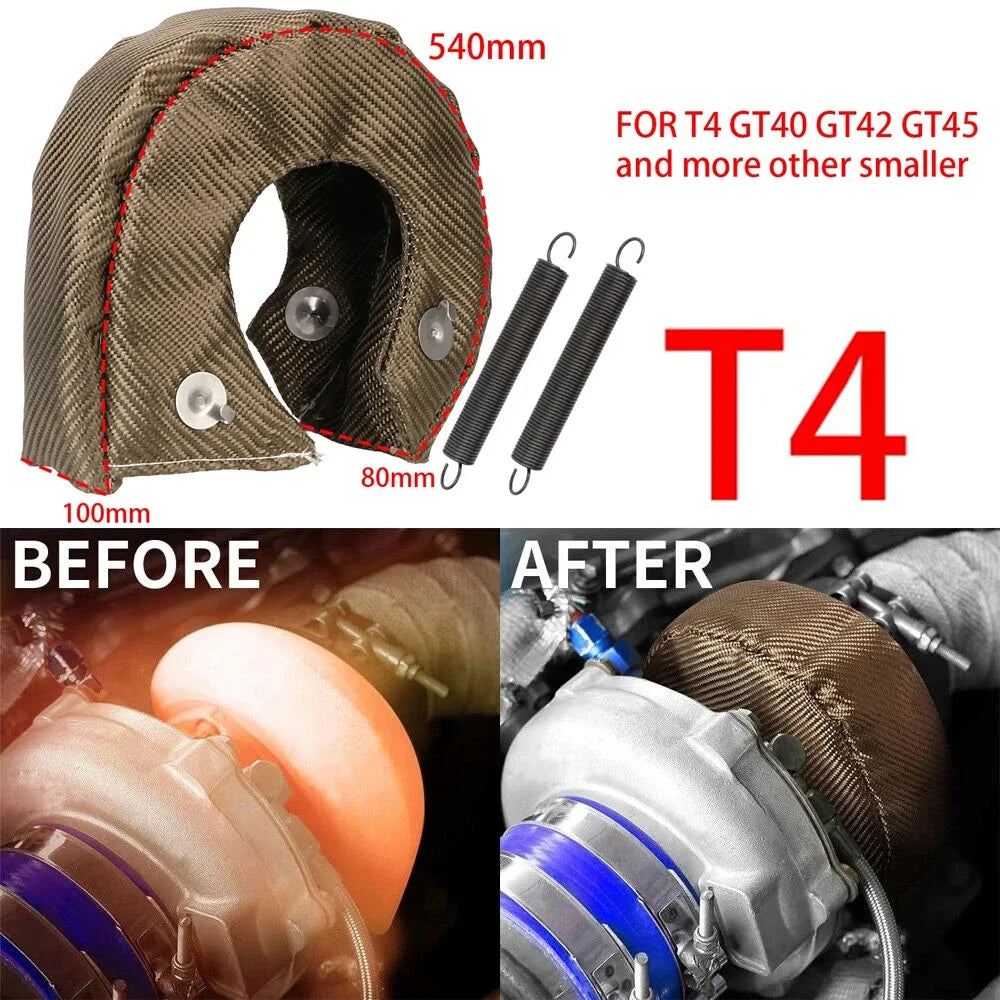 Titanium Turbo Blanket | Turbo Heat Shield Cover | High Temperature Turbocharger Insulation | T2 T25 T28 T3 T4 T6 GT Series