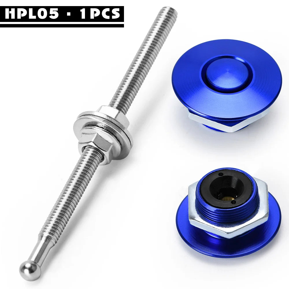 LZONE - 1.25" Universal JDM Style Push Button Billet Hood Pins Lock Clip Kit Car Quick Pins For BMW ec JR-HPL04/05
