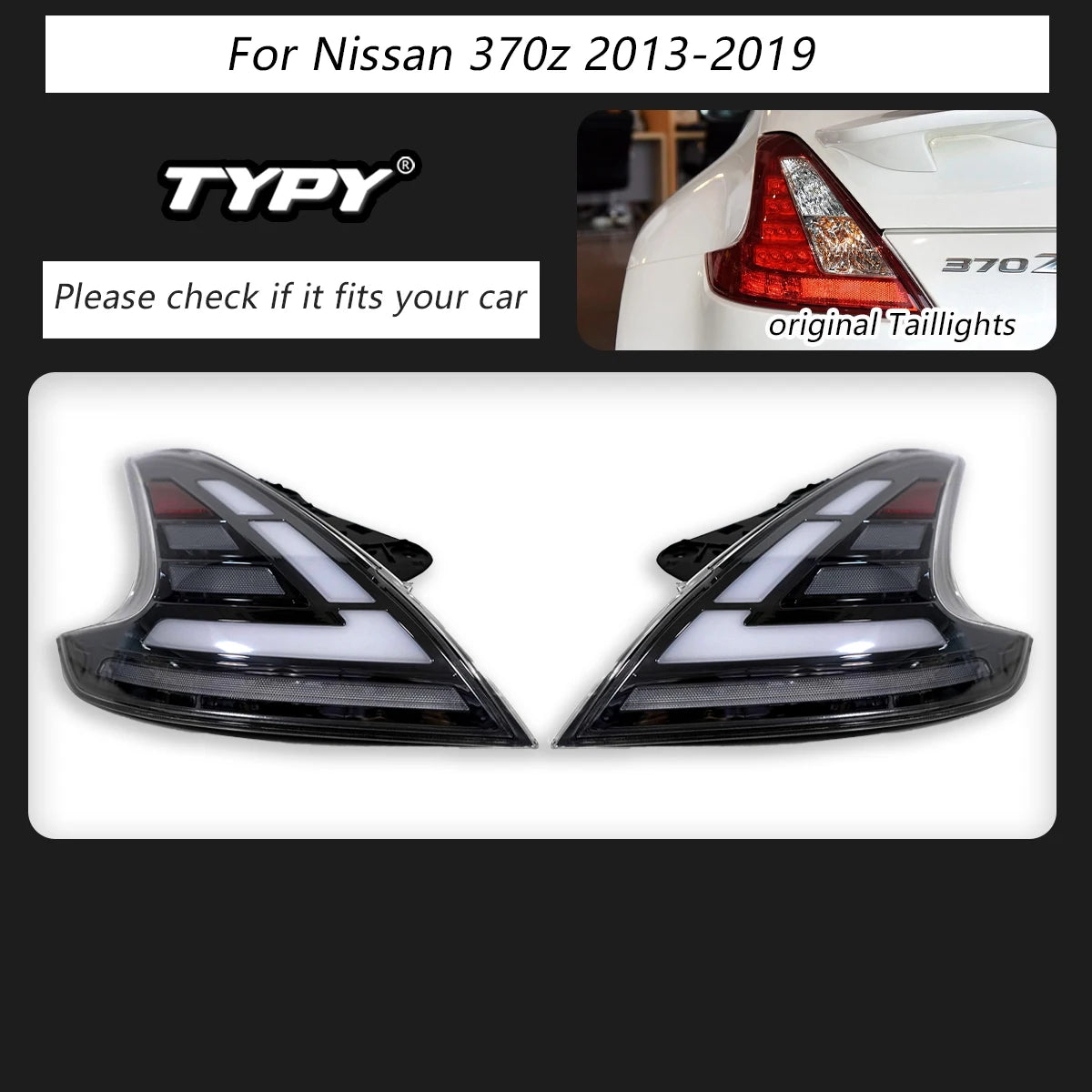 TYPY Car For Nissan 370z Taillights 2013-2019 Upgrade Modified to New DRL Dynamic Turn Signal LED Taillight Auto Accessories