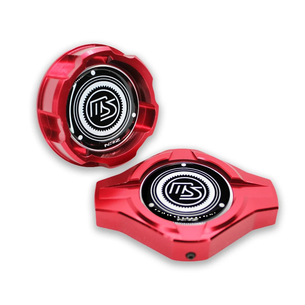 Billet Aluminum Engine Bay Cap Set | Oil Filler Cap & Radiator Cap Cover | Mazda RX-7, RX-8, MX-5 Miata, Protegé, 323 & More