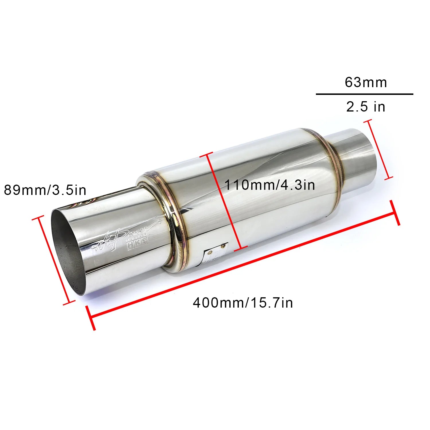 Universal 3.5" 89mm HKS Hi-Power Exhaust Muffler, High Rev Sound,Titanium Burnt Tip, High Flow Racing Sound Muffler