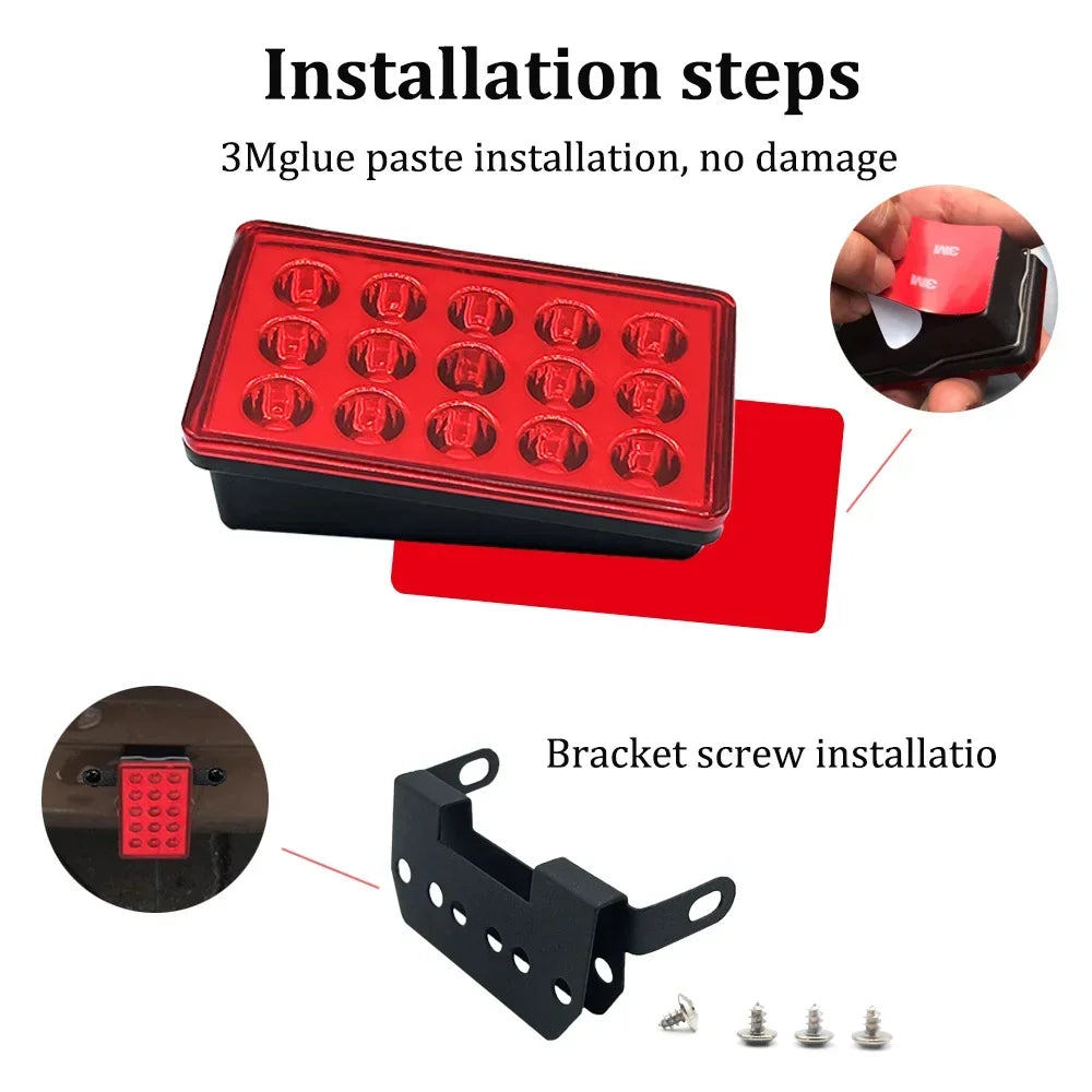 F1 Style Led Brake Pilot Lights 12V 15led Rear Tail Lights Auto Flash Warning Reverse Stop Safety Signal Lamps for Car SUV Moto