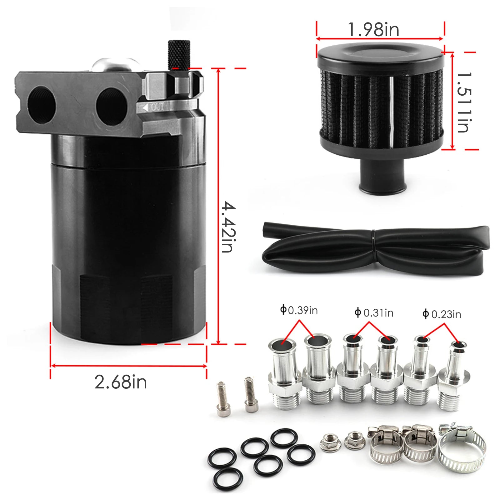 Universal 300ml Aluminum Oil Catch Can Kit