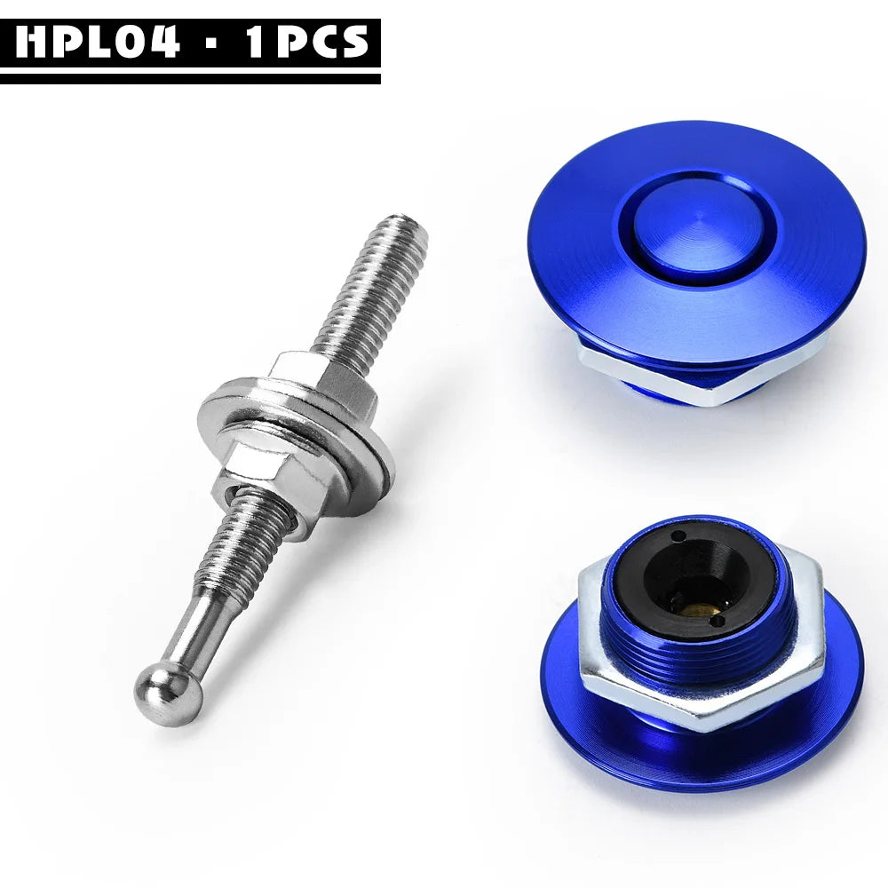 LZONE - 1.25" Universal JDM Style Push Button Billet Hood Pins Lock Clip Kit Car Quick Pins For BMW ec JR-HPL04/05
