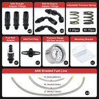 Universal Adjustable Fuel Pressure Regulator Kit | AN8 Feed, AN6 Return, 0–160 PSI Gauge
