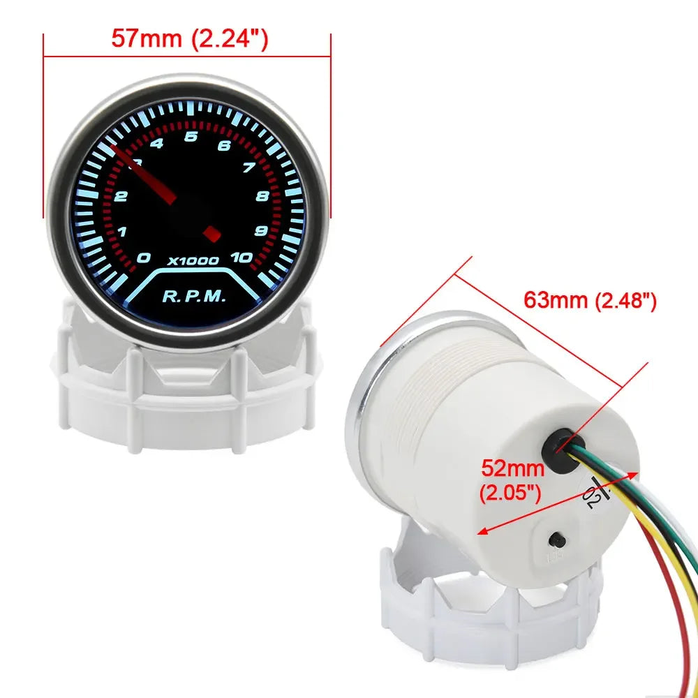 52mm LED Racing Gauge – Smoke Lens | Turbo Boost, Oil Pressure, Oil Temp, Water Temp & More