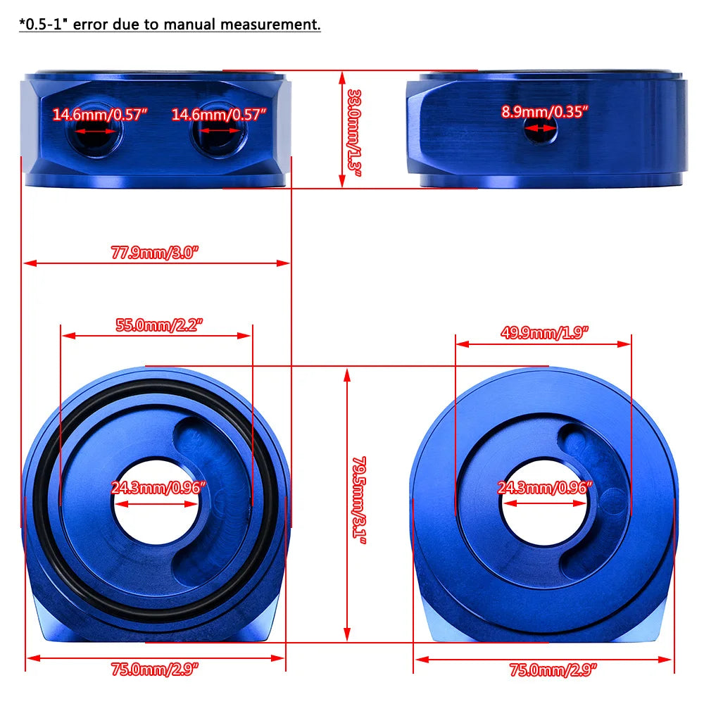PQY Universal Oil Filter Sandwich Plate Adapter AN10 | Oil Cooler Adapter Kit
