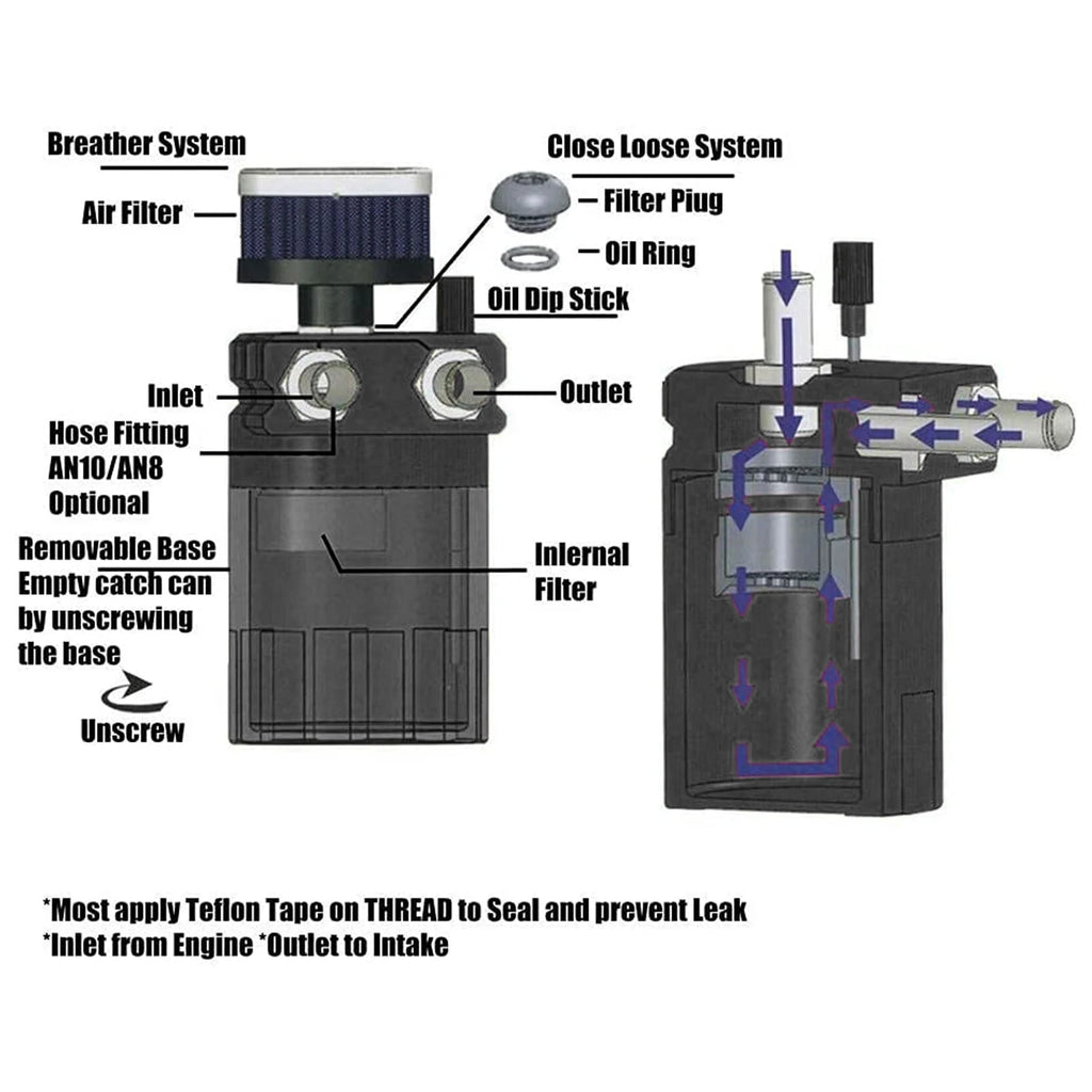 Universal 300ml Aluminum Oil Catch Can Kit
