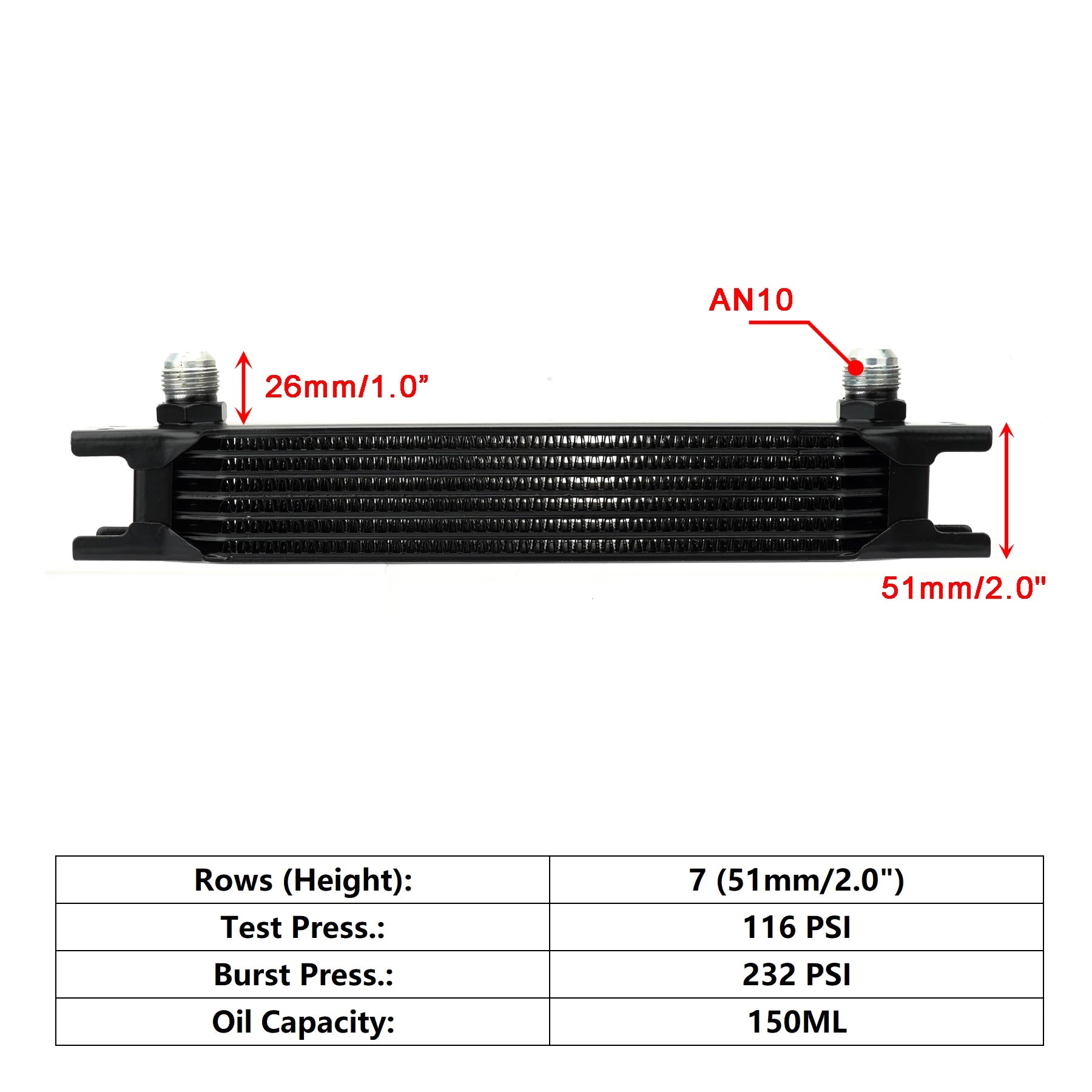 Universal AN10 Stacked Plate Oil Cooler | High-Performance Aluminum Engine & Transmission Cooler
