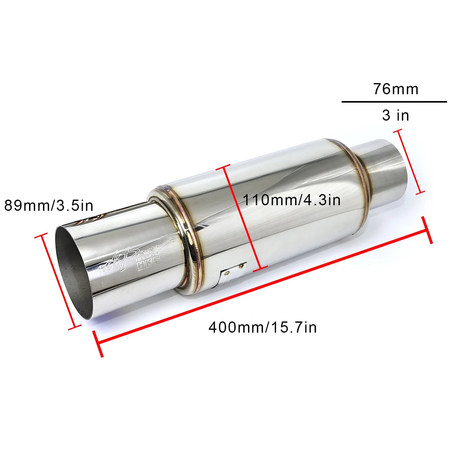 Universal 3.5" 89mm HKS Hi-Power Exhaust Muffler, High Rev Sound,Titanium Burnt Tip, High Flow Racing Sound Muffler