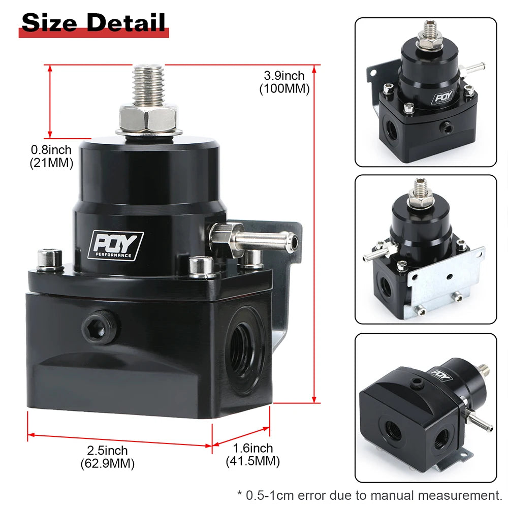 Universal Adjustable Fuel Pressure Regulator Kit | AN8 Feed, AN6 Return, 0–160 PSI Gauge