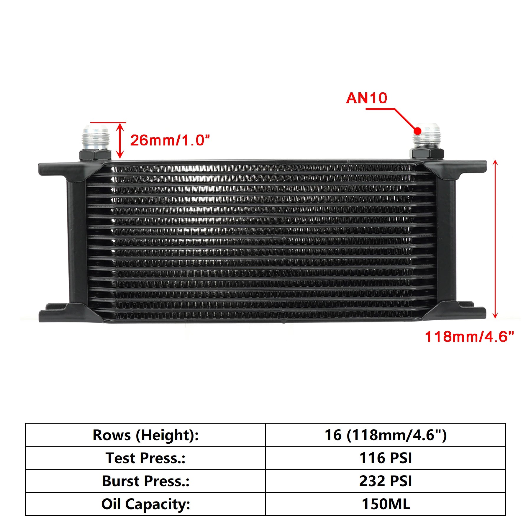 Universal AN10 Stacked Plate Oil Cooler | High-Performance Aluminum Engine & Transmission Cooler
