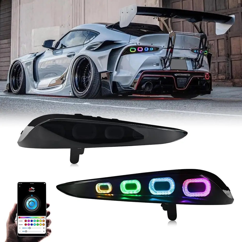 Pair Full LED Taillights For Toyota GR Supra A90 A91 GT4 2020 2021 2022 2023 2024 Taillamp Rear Lamp Brake Fog Turn Signal Light