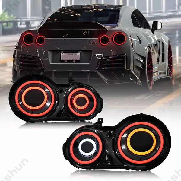 Pair LED Taillights For Nissan GTR GT-R R35 2009 2010- 2024 Taillamp Rear Sequential Fog Brake Turn Signal Lamp Reverse Light