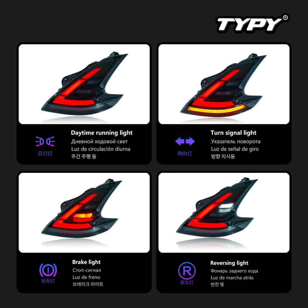 TYPY Car For Nissan 370z Taillights 2013-2019 Upgrade Modified to New DRL Dynamic Turn Signal LED Taillight Auto Accessories