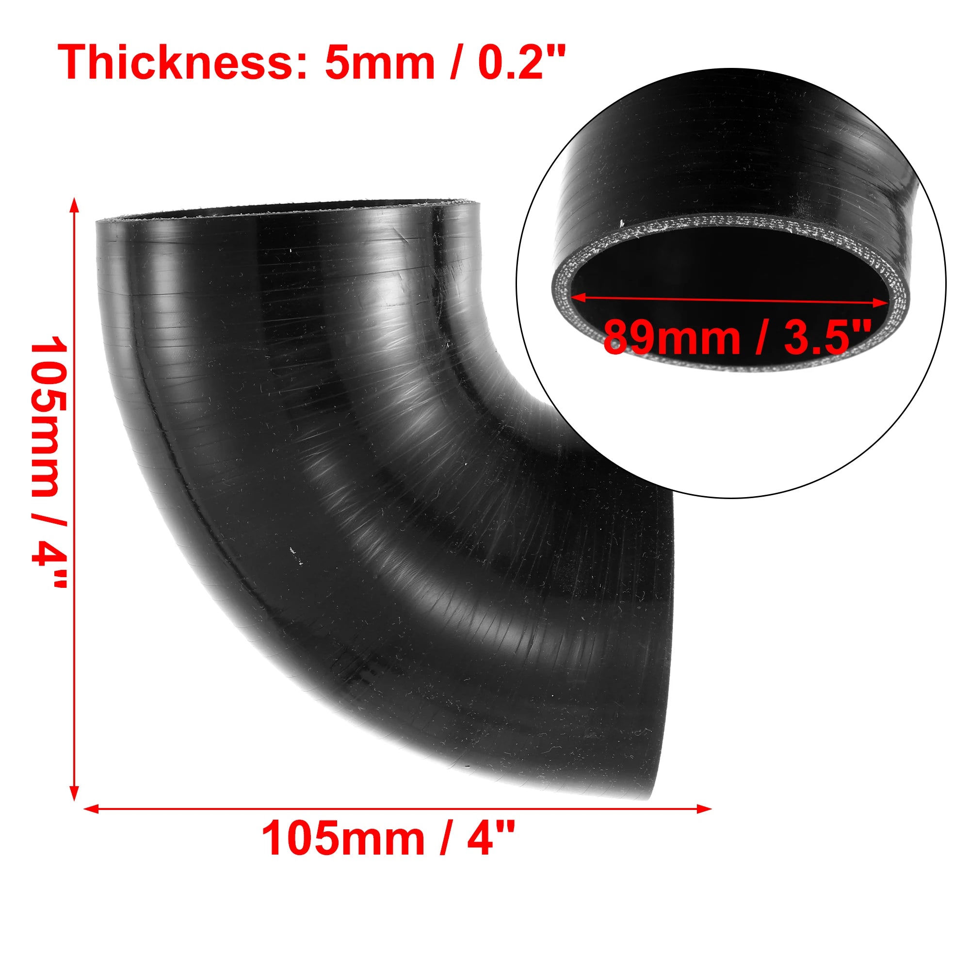 UXCELL 90° Silicone Coupler Hose with Clamps
