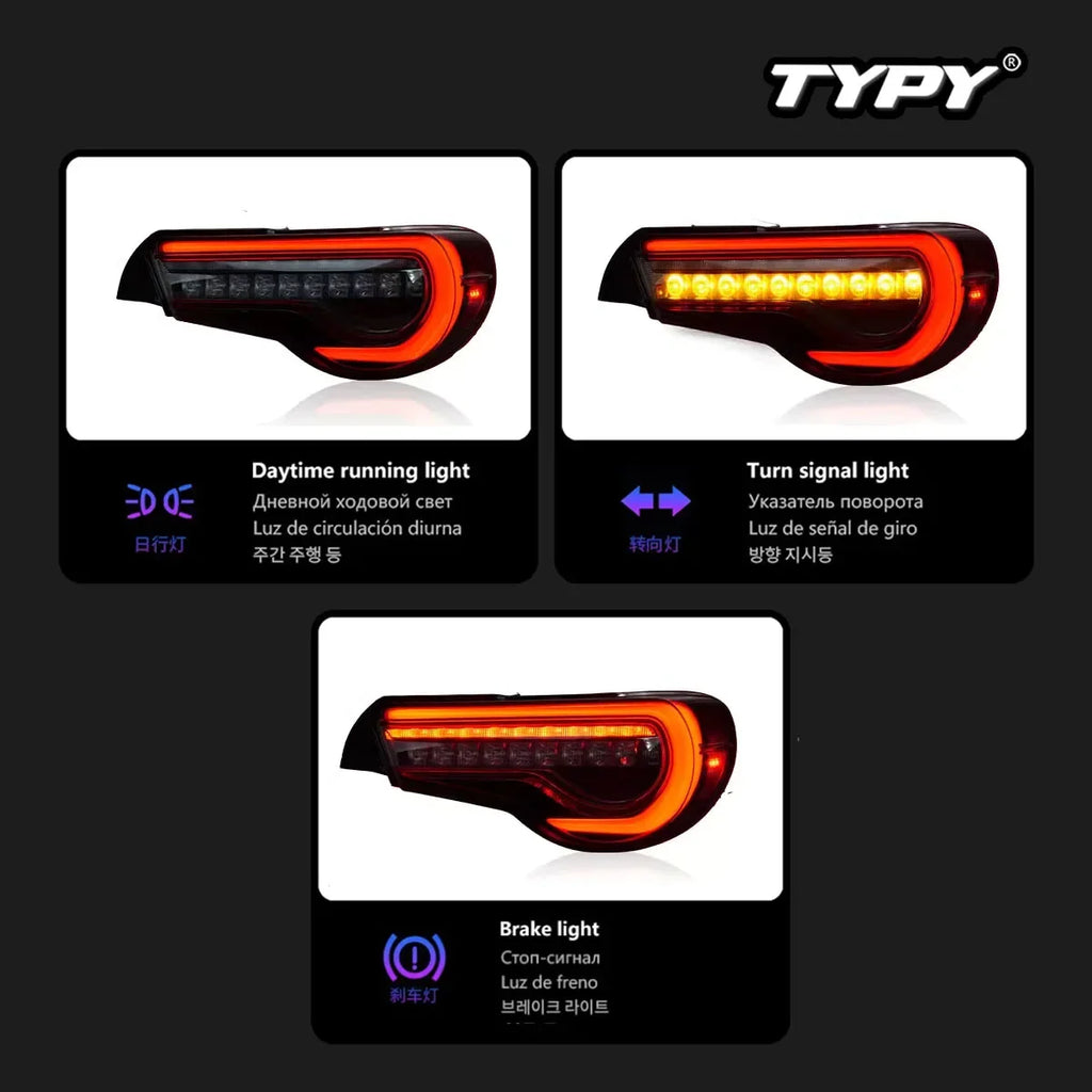 Car For Toyota 86/Subaru BRZ Taillight 2012-2020 Upgrade Modified to New DRL Dynamic Turn Signal LED Taillight Auto Accessories