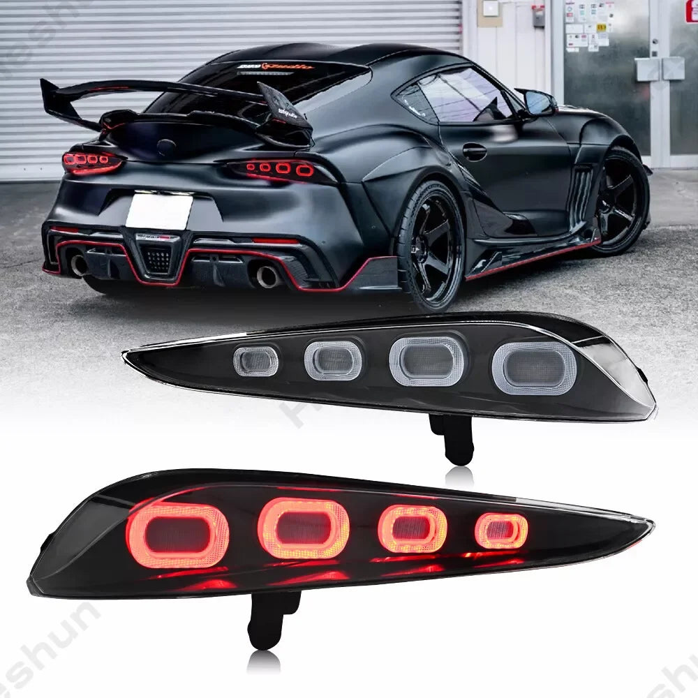 Pair Full LED Taillights For Toyota GR Supra A90 A91 GT4 2020 2021 2022 2023 2024 Taillamp Rear Lamp Brake Fog Turn Signal Light