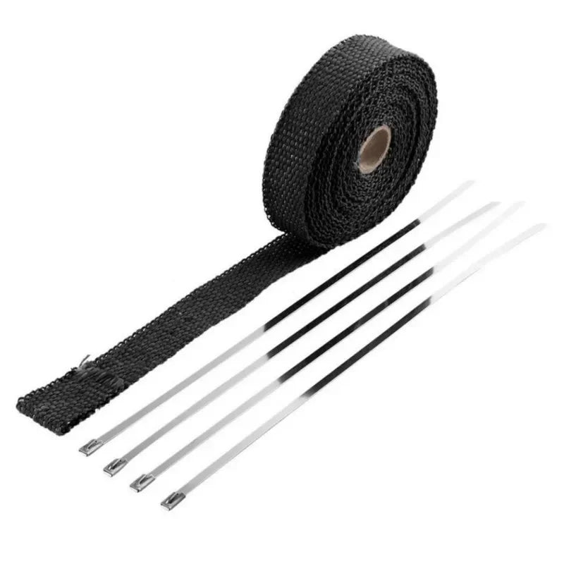 5M Fiberglass Exhaust Heat Wrap Kit | High Temperature Header & Downpipe Insulation Tape