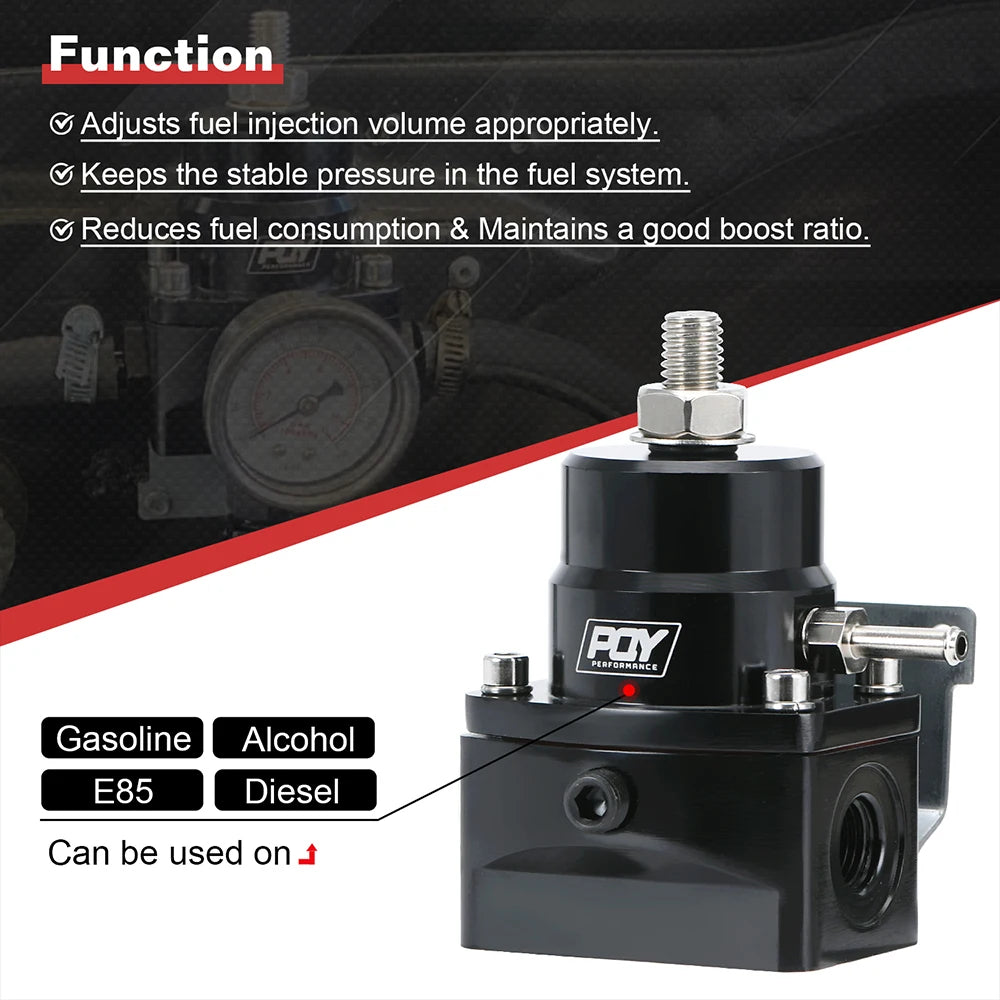 Universal Adjustable Fuel Pressure Regulator Kit | AN8 Feed, AN6 Return, 0–160 PSI Gauge