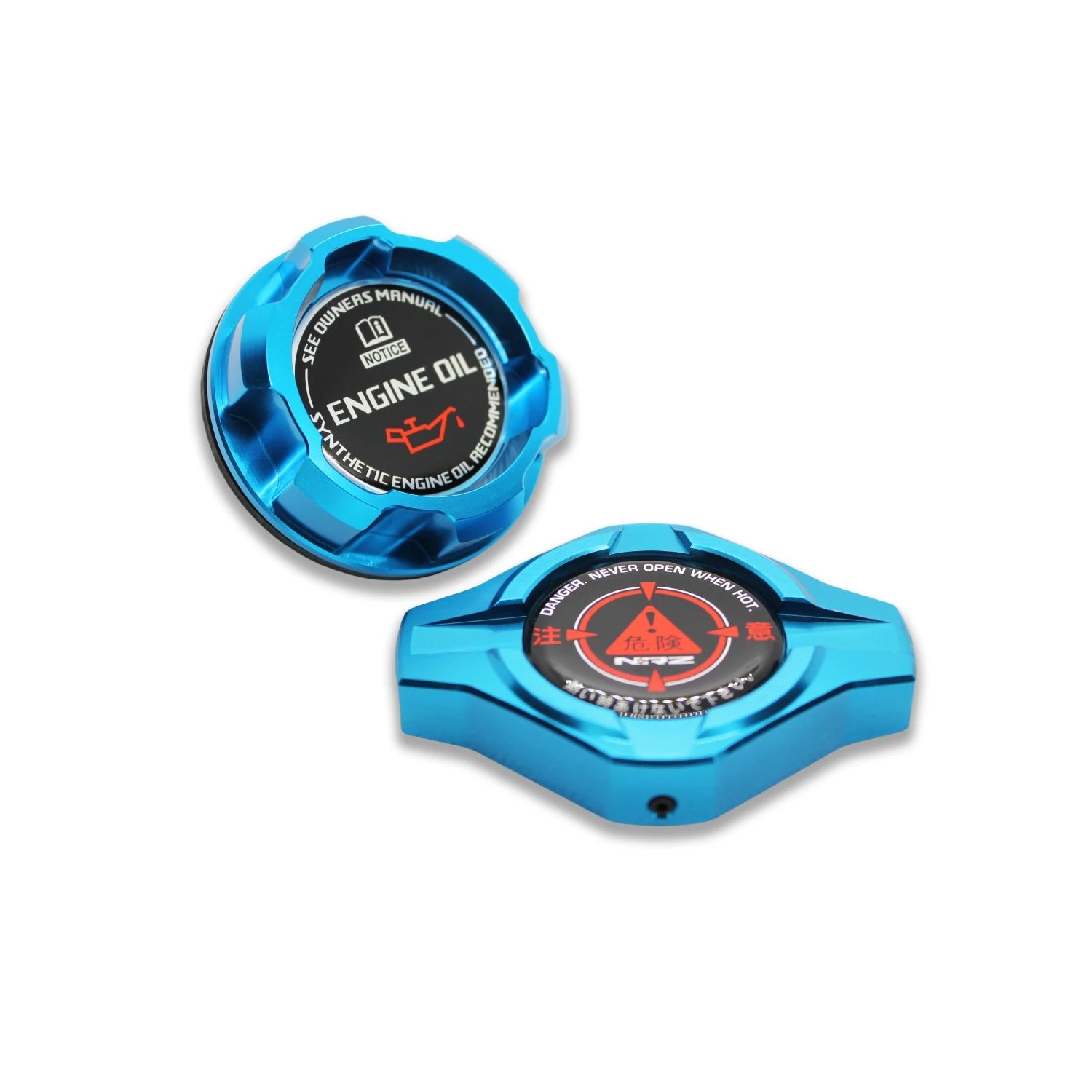 Billet Aluminum Engine Bay Cap Set | Oil Filler Cap & Radiator Cap Cover | Mazda RX-7, RX-8, MX-5 Miata, Protegé, 323 & More