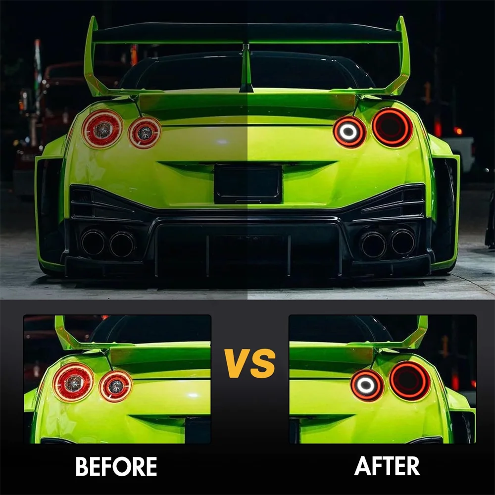 Pair LED Taillights For Nissan GTR GT-R R35 2009 2010- 2024 Taillamp Rear Sequential Fog Brake Turn Signal Lamp Reverse Light