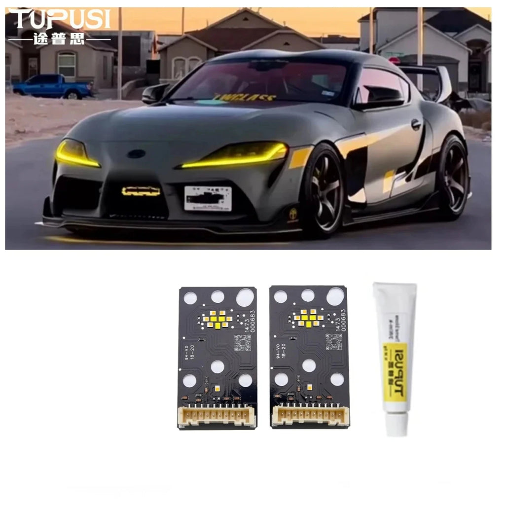 Yellow LED DRL Board For Toyota Supra A90 A91 2019-2024 LED Headlight DRL Modules Daytime Running Lights Chip Angel Eyes