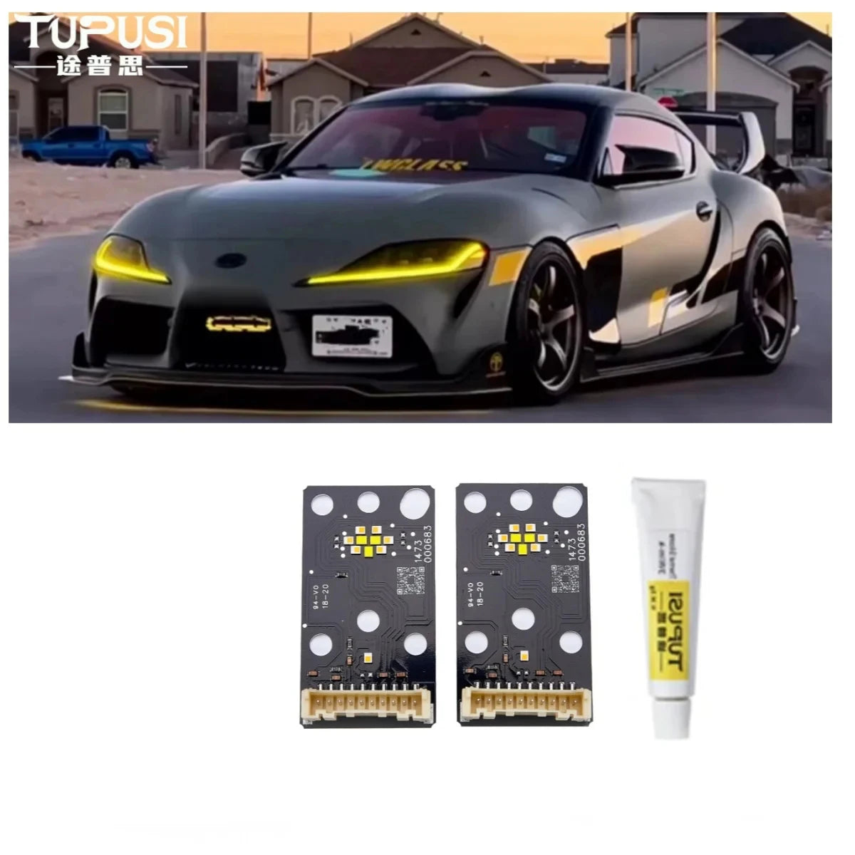 Yellow LED DRL Board For Toyota Supra A90 A91 2019-2024 LED Headlight DRL Modules Daytime Running Lights Chip Angel Eyes
