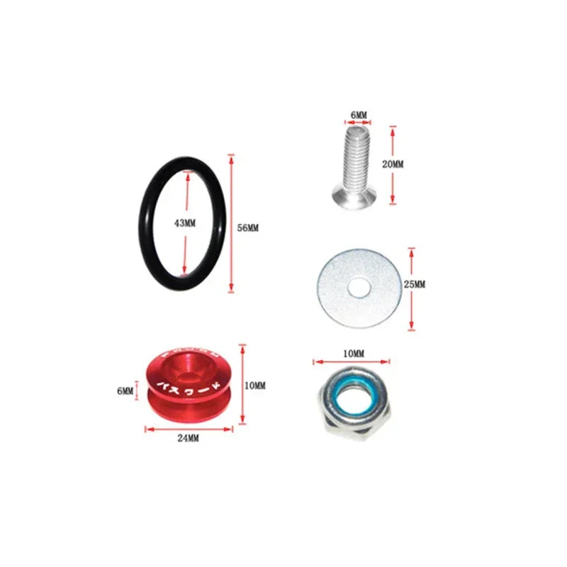 Universal Aluminum JDM Quick Release Fasteners Bumper Fender Washers for Car Trunk Honda Civic Kia Mitsubishi Detachable Screws
