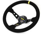 350mm Deep Dish Suede Racing Steering Wheel – Universal 6-Bolt