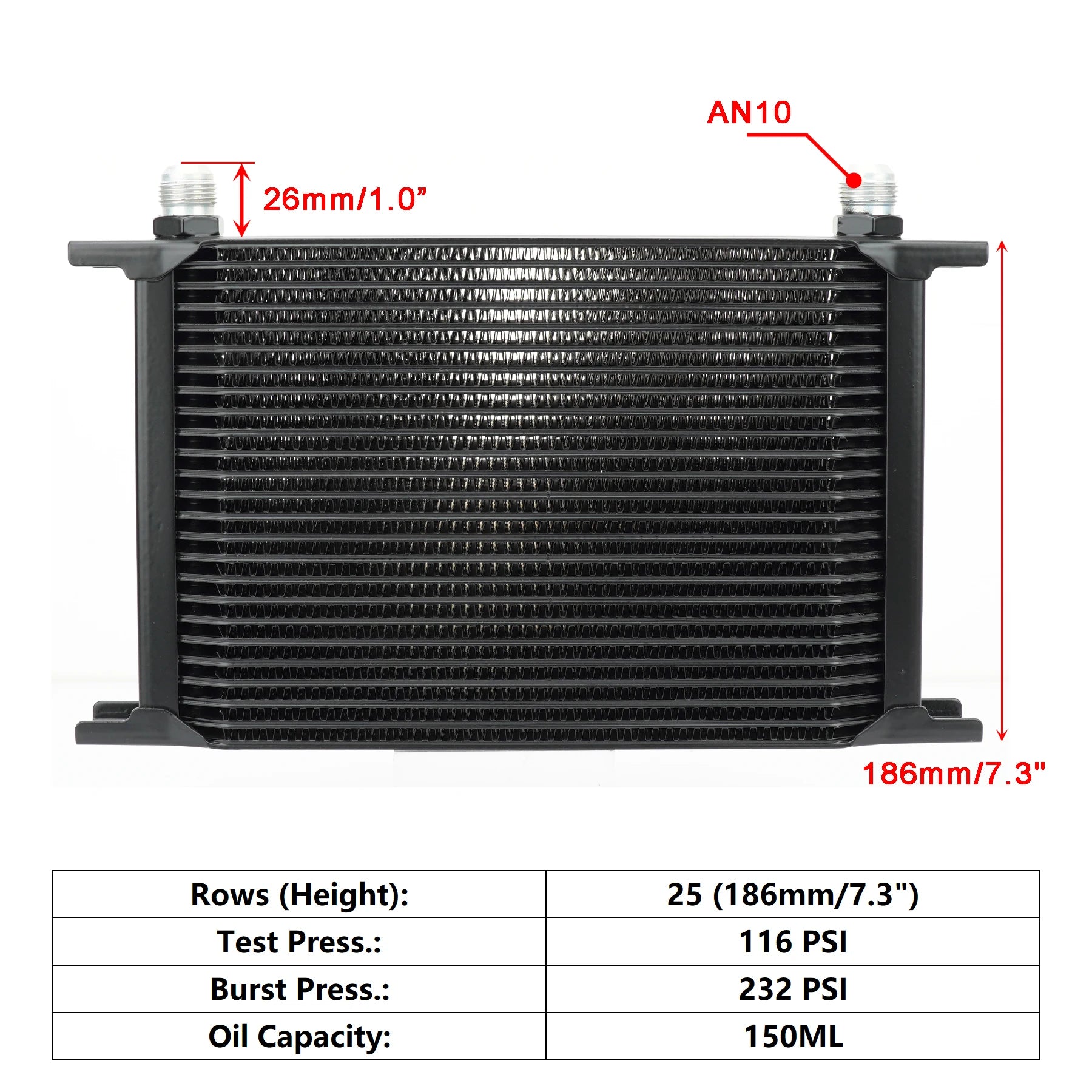 Universal AN10 Stacked Plate Oil Cooler | High-Performance Aluminum Engine & Transmission Cooler