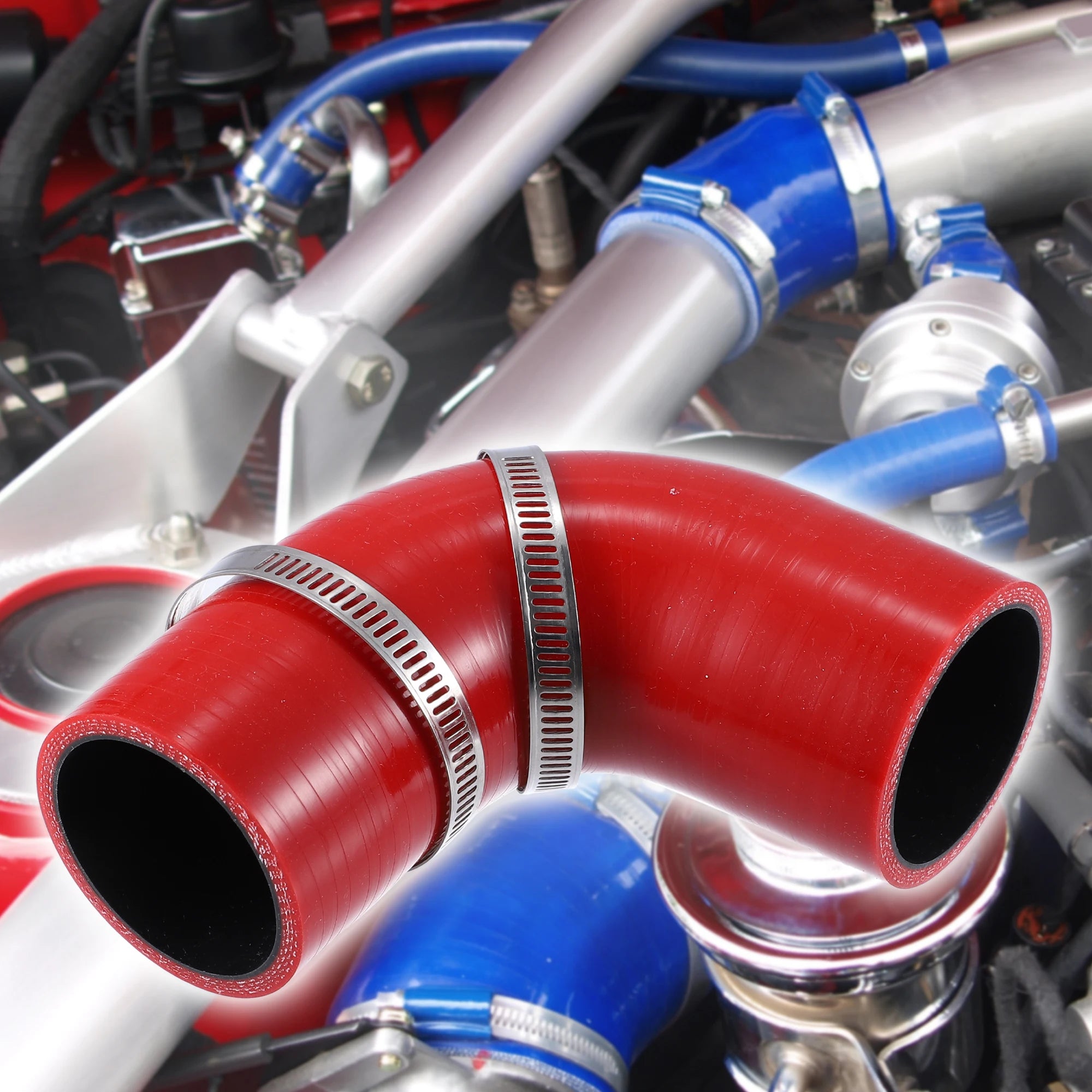 UXCELL 90° Silicone Coupler Hose with Clamps