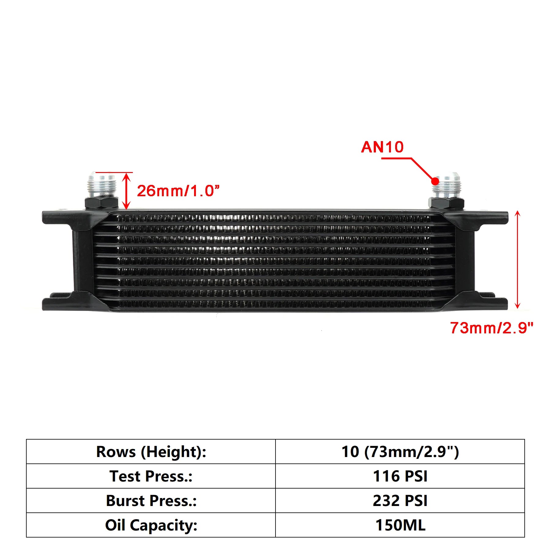 Universal AN10 Stacked Plate Oil Cooler | High-Performance Aluminum Engine & Transmission Cooler