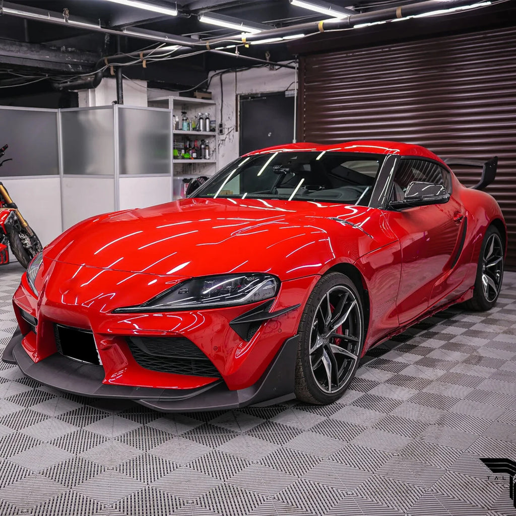 Front Bumper Canards Blade Spoiler Air Vent Planes Body Kit For Toyota Supra A90 A91 2019-2025 Glossy Black Carbon Fiber Look