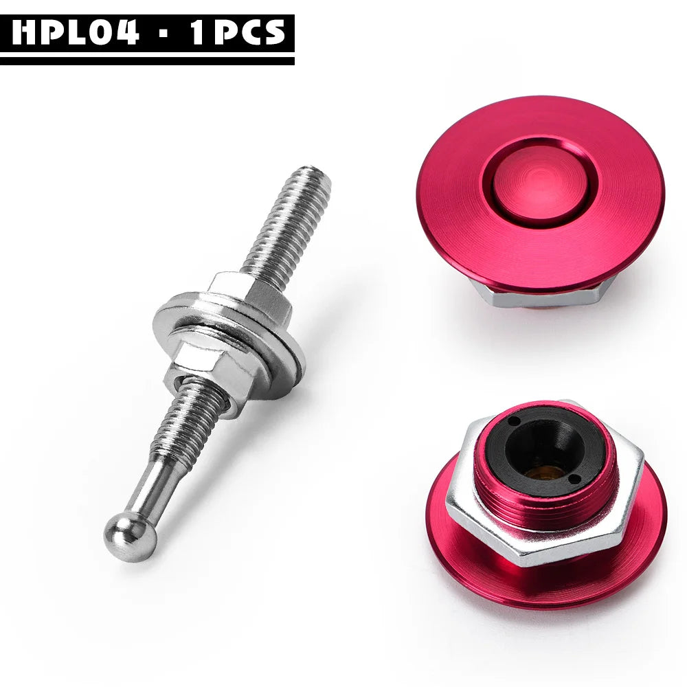 LZONE - 1.25" Universal JDM Style Push Button Billet Hood Pins Lock Clip Kit Car Quick Pins For BMW ec JR-HPL04/05