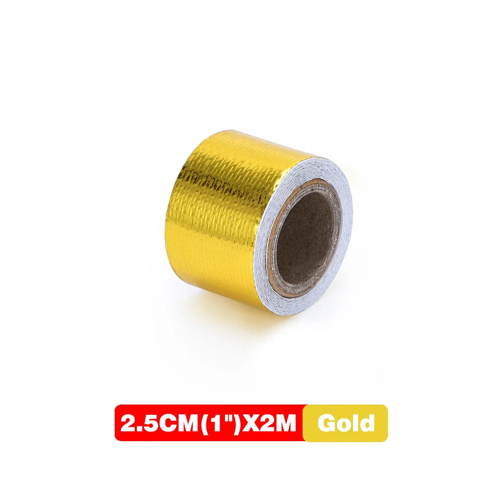 Gold Exhaust Heat Shield Tape | High Temperature Reflective Wrap | Self-Adhesive Thermal Insulation | Multiple Sizes