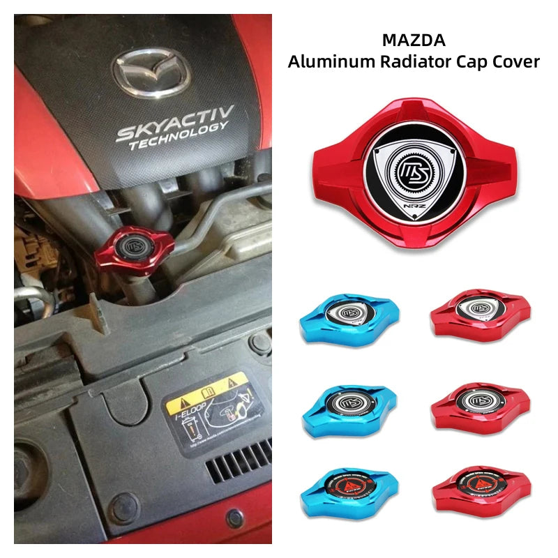 Billet Aluminum Engine Bay Cap Set | Oil Filler Cap & Radiator Cap Cover | Mazda RX-7, RX-8, MX-5 Miata, Protegé, 323 & More
