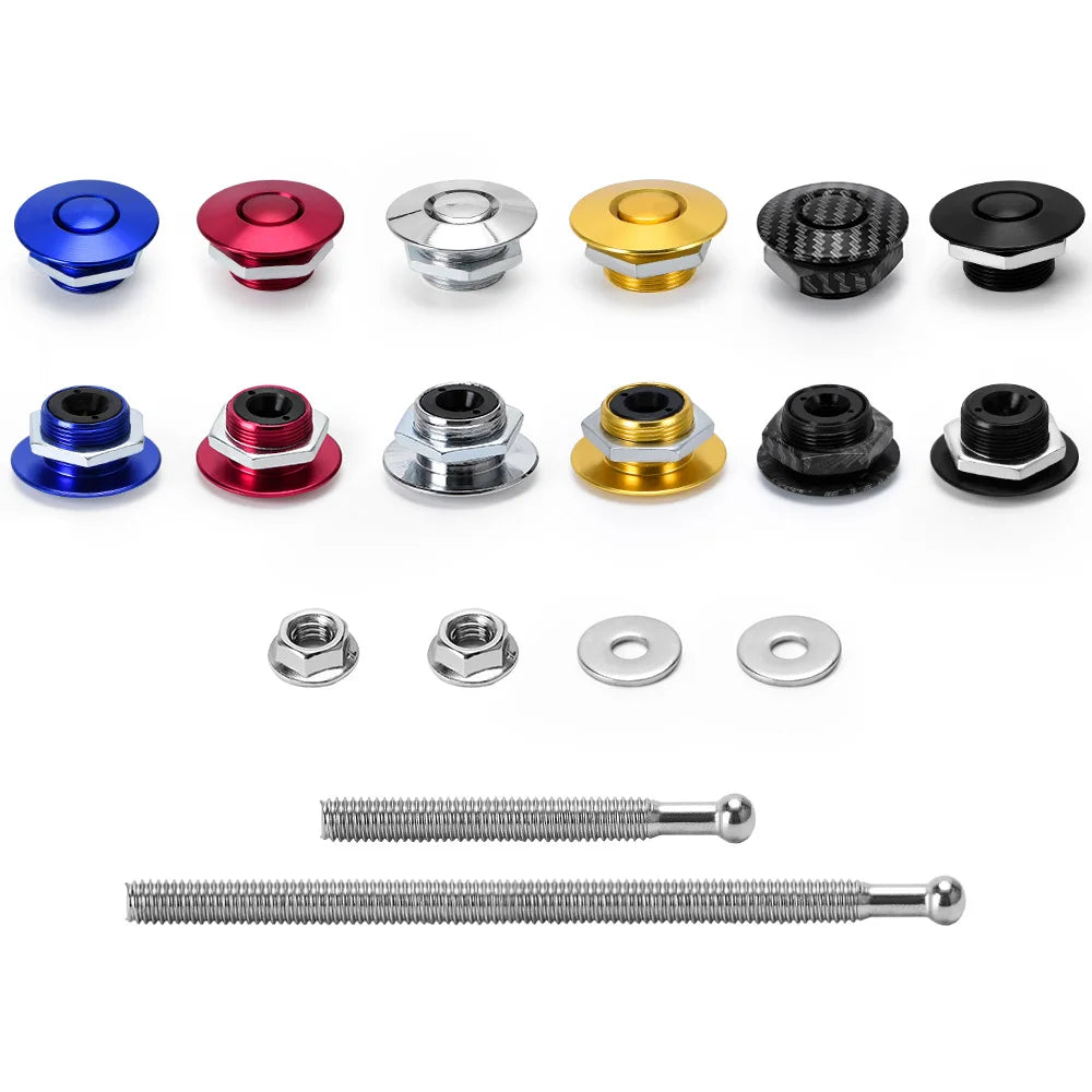 LZONE - 1.25" Universal JDM Style Push Button Billet Hood Pins Lock Clip Kit Car Quick Pins For BMW ec JR-HPL04/05
