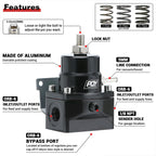 Universal Adjustable Fuel Pressure Regulator Kit | AN8 Feed, AN6 Return, 0–160 PSI Gauge