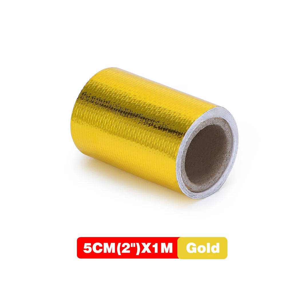 Gold Exhaust Heat Shield Tape | High Temperature Reflective Wrap | Self-Adhesive Thermal Insulation | Multiple Sizes