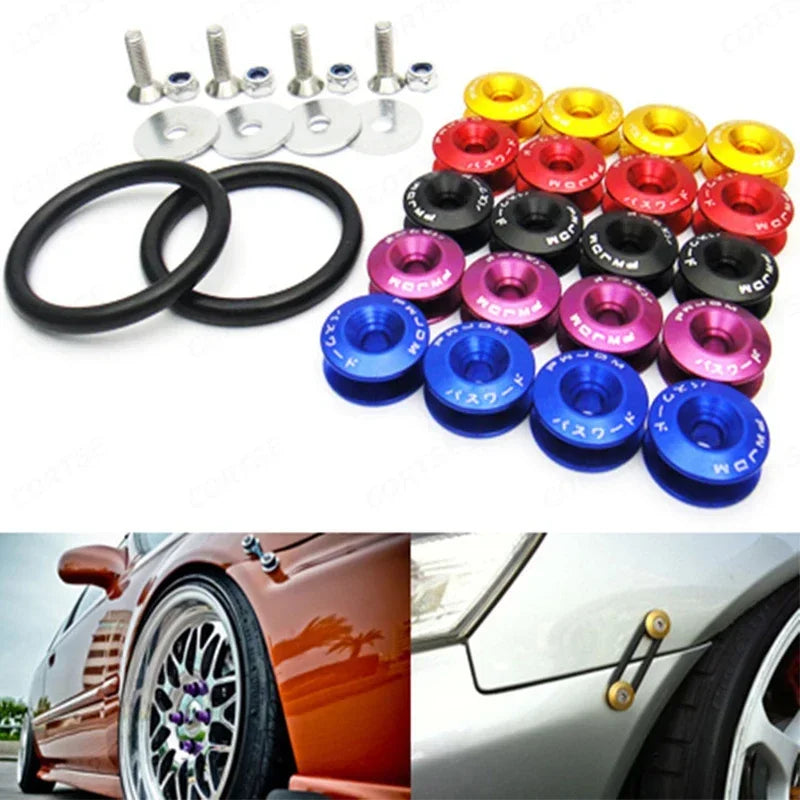 Universal Aluminum JDM Quick Release Fasteners Bumper Fender Washers for Car Trunk Honda Civic Kia Mitsubishi Detachable Screws
