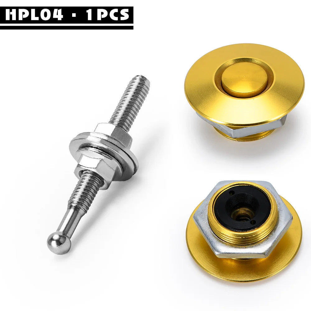 LZONE - 1.25" Universal JDM Style Push Button Billet Hood Pins Lock Clip Kit Car Quick Pins For BMW ec JR-HPL04/05