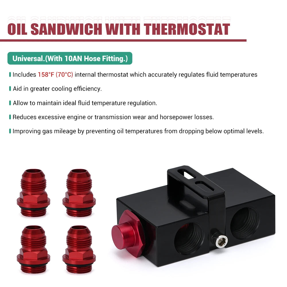 Oil Cooler Thermostat Sandwich Plate Adapter | AN10 Oil Filter Cooler Adapter