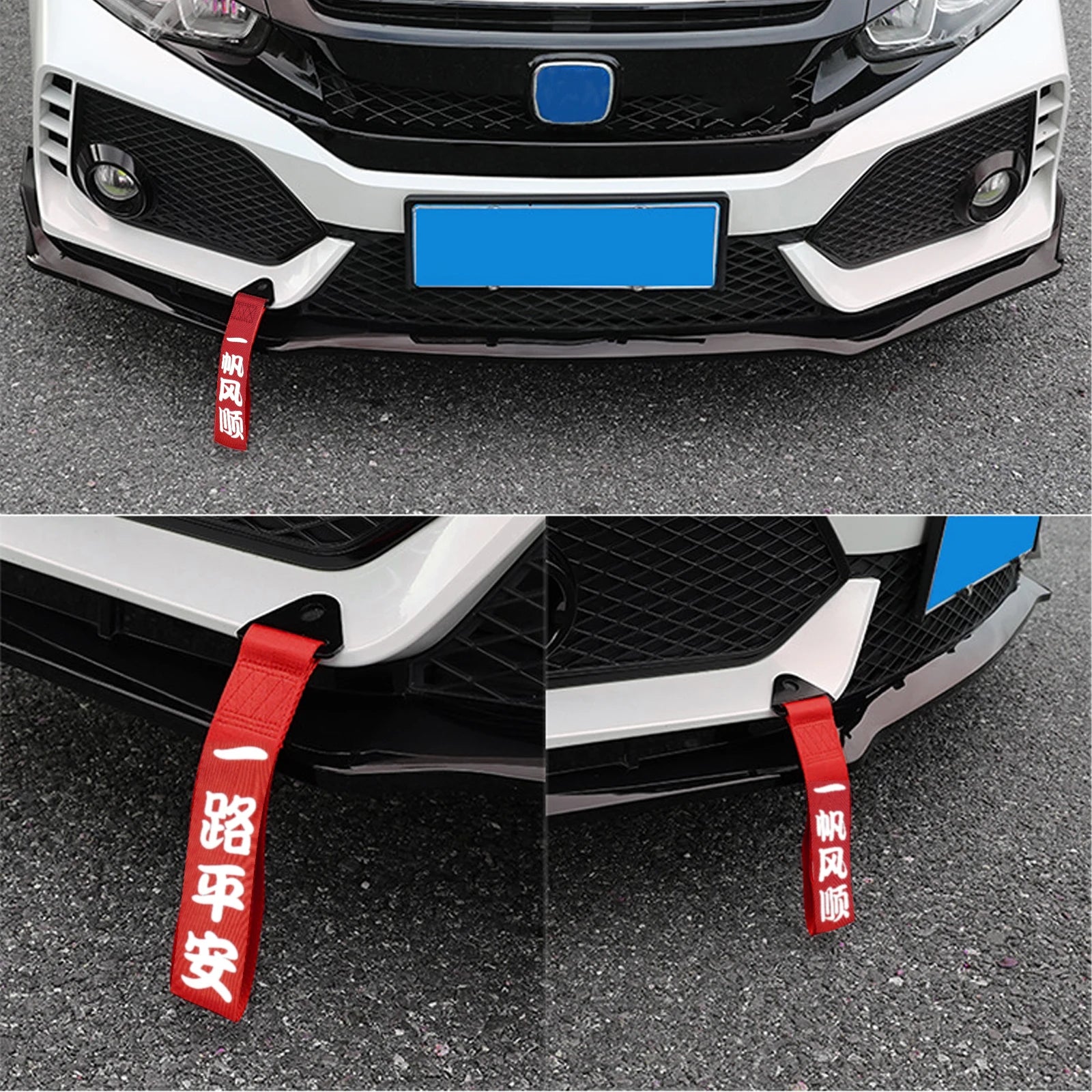 2pcs Universal Car Racing Tow Strap Belt Blue Ribbon Vehicle Bumper Trailer Towing Strap Ropes Auto Car Decoration Belt